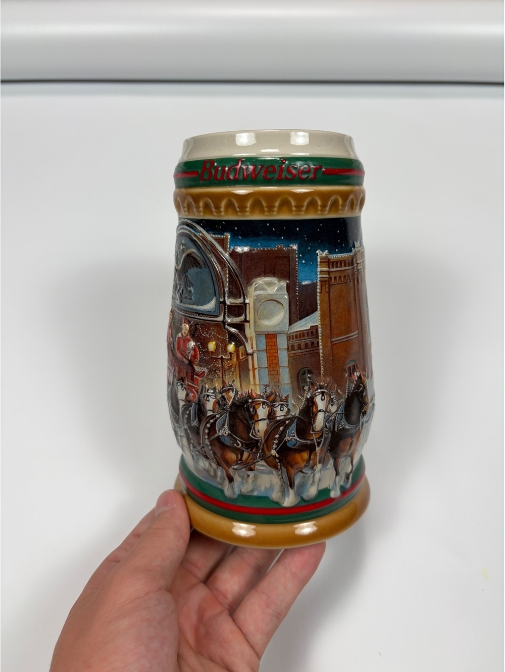 Vintage Budweiser 1997 Home For The Holidays Stein Clydesdales Beer Mug CS313